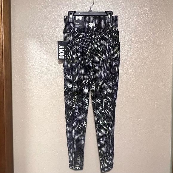 NWT DKNY Sport Full Length Activewear Black and Yellow Leggings - Picture 4 of 6
